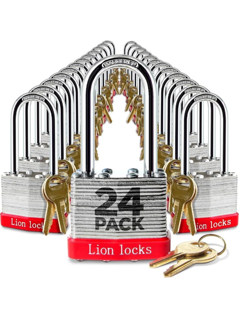24 Keyed Alike Padlocks - 2" Shackle, 48 Keys, Outdoor Use, Pick Resistant